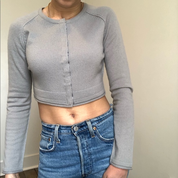 GUESS CROPPED CASHMERE CARDIGAN - Picture 2 of 5